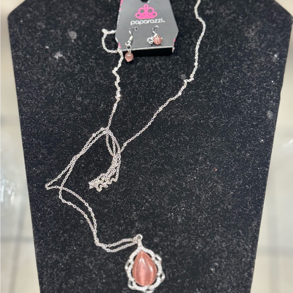 Paparazzi Silver and Pink Necklace Set